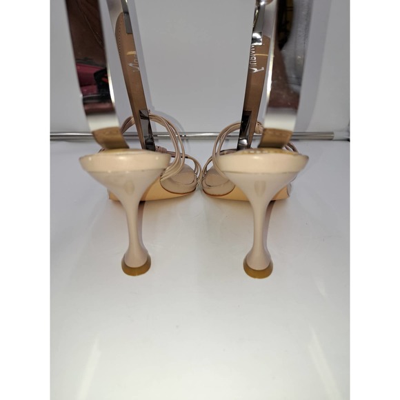 Vivianly Tan Open Toe Strappy Knotted Skinny to Wide Heel Slip On Mules 8 - Picture 5 of 7